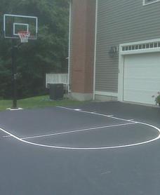 sports stencil basket ball key on driveway  
